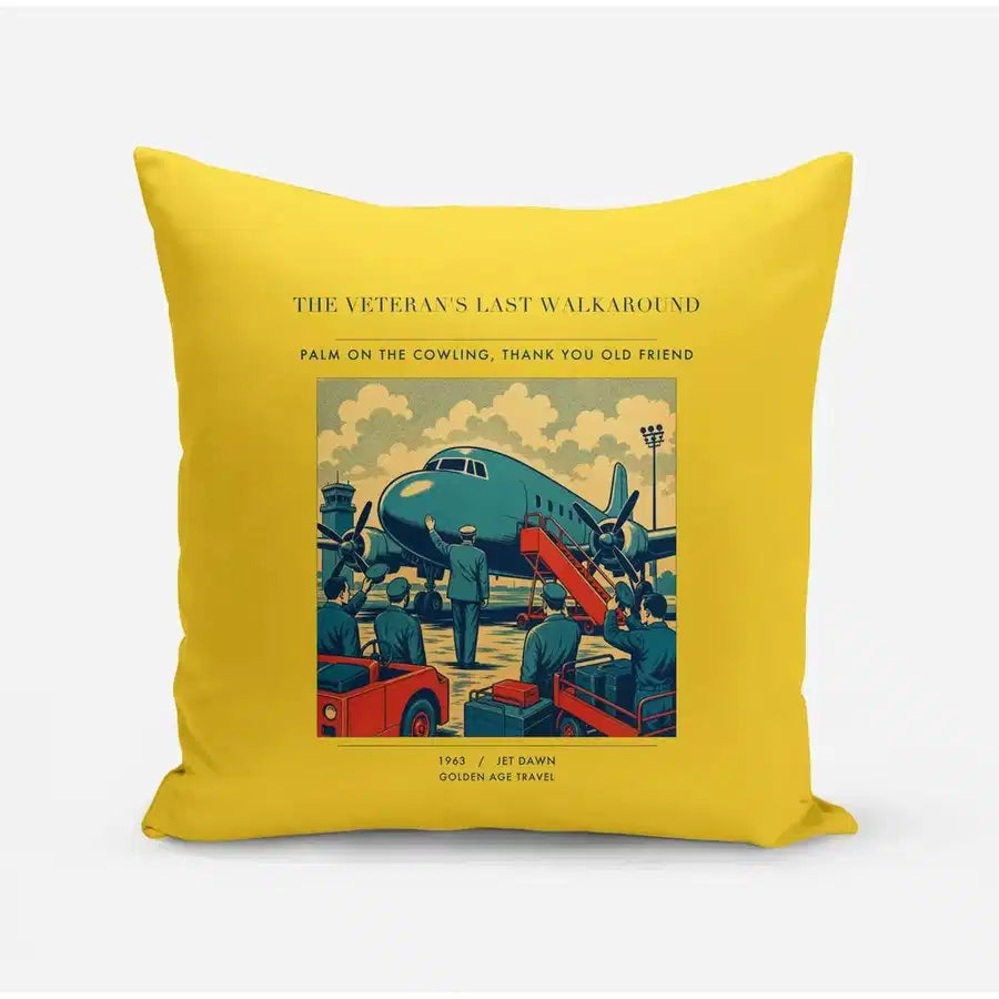 VINTAGE G4453 - The Veteran's Last Walkaround - Designed Pillows design on yellow