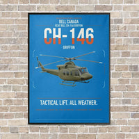 Thumbnail for Bell Canada CH-146 Griffon vertical canvas print - framed - turquoise background