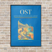 Thumbnail for Ostend-Bruges International Airport OST vertical canvas print - framed - turquoise background