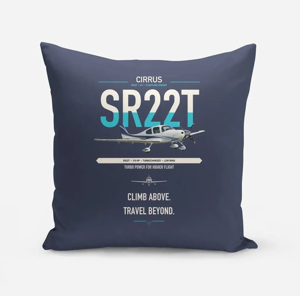 Cirrus SR22T design on navy blue pillow