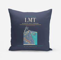 Thumbnail for Klamath Falls Airport (LMT) design on navy blue pillow
