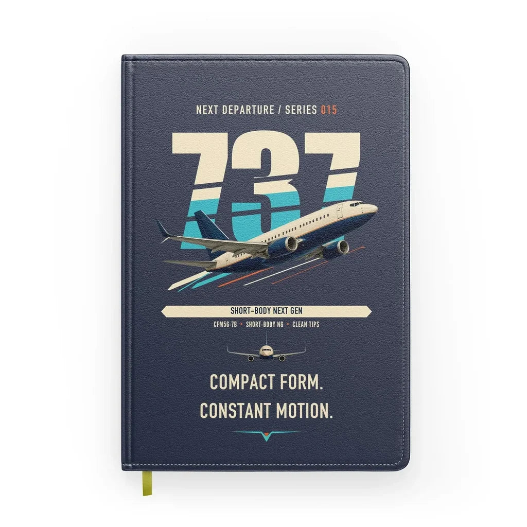 Boeing 737-700 NG design on navy blue notebook