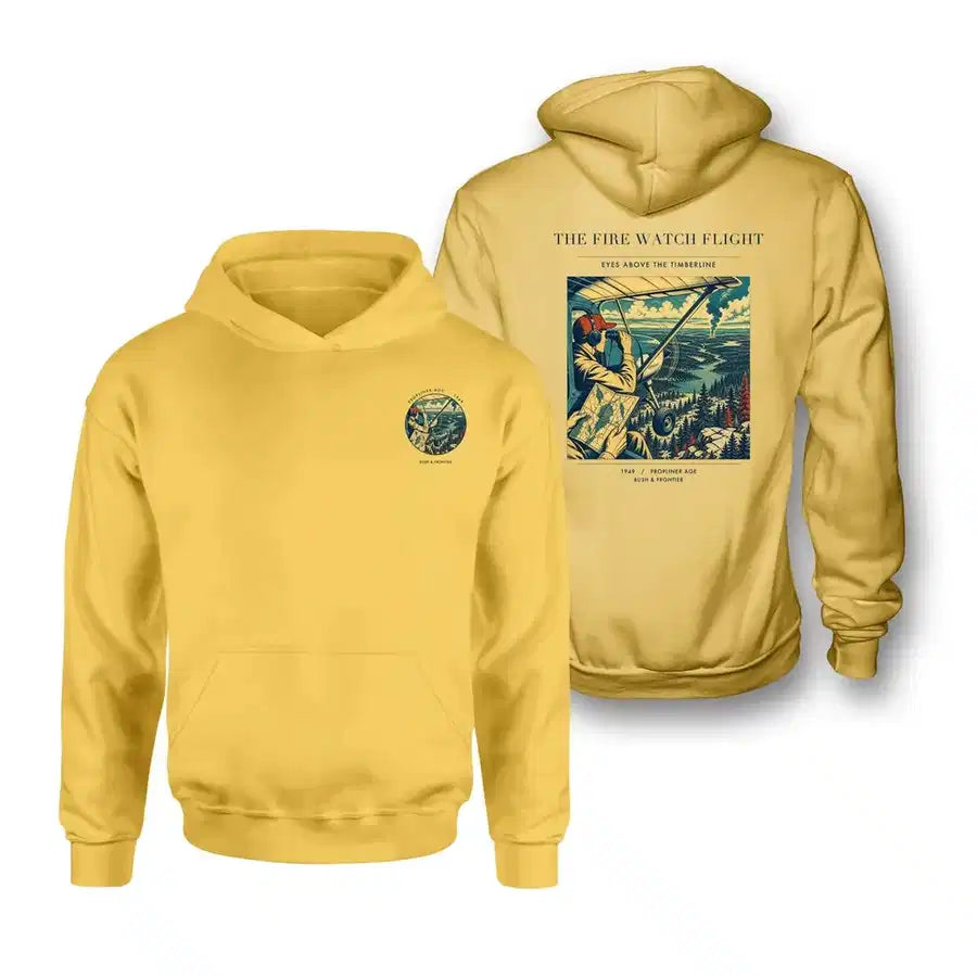 VINTAGE G4194 - The Fire Watch Flight - Double-Side Hoodie design on yellow double side