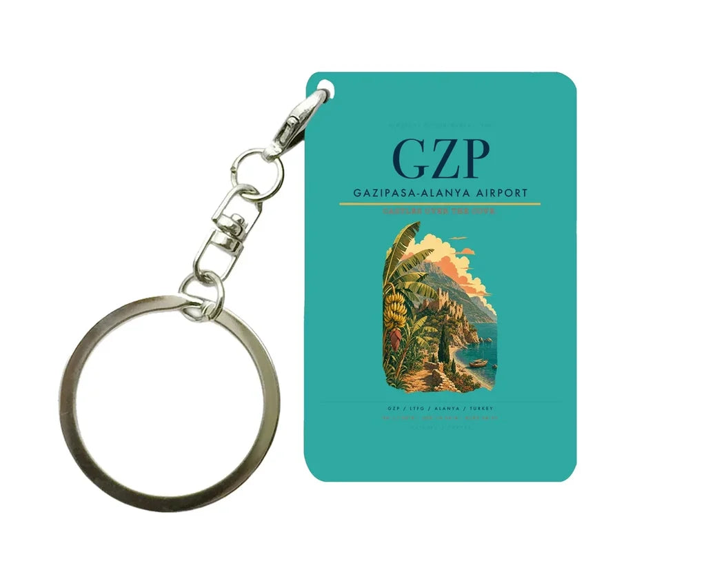 Gazipasa-Alanya Airport (GZP) design on turquoise key chain