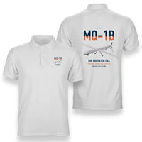 Thumbnail for MQ-1B Predator design on white double-side polo t-shirt, double-side print