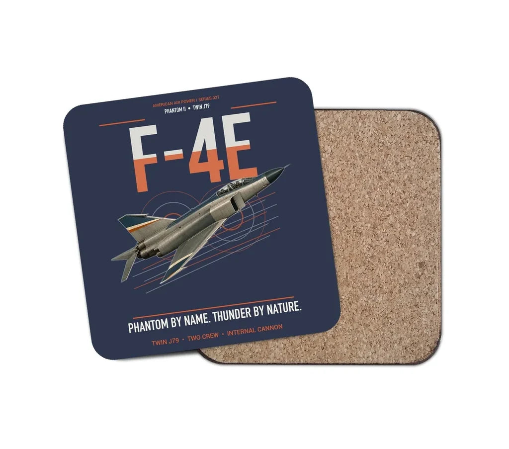 F-4E Phantom II design on navy blue 1 piece coaster