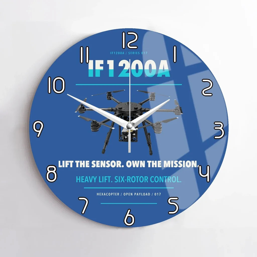 Inspired Flight IF1200A design on blue no frame wall clock