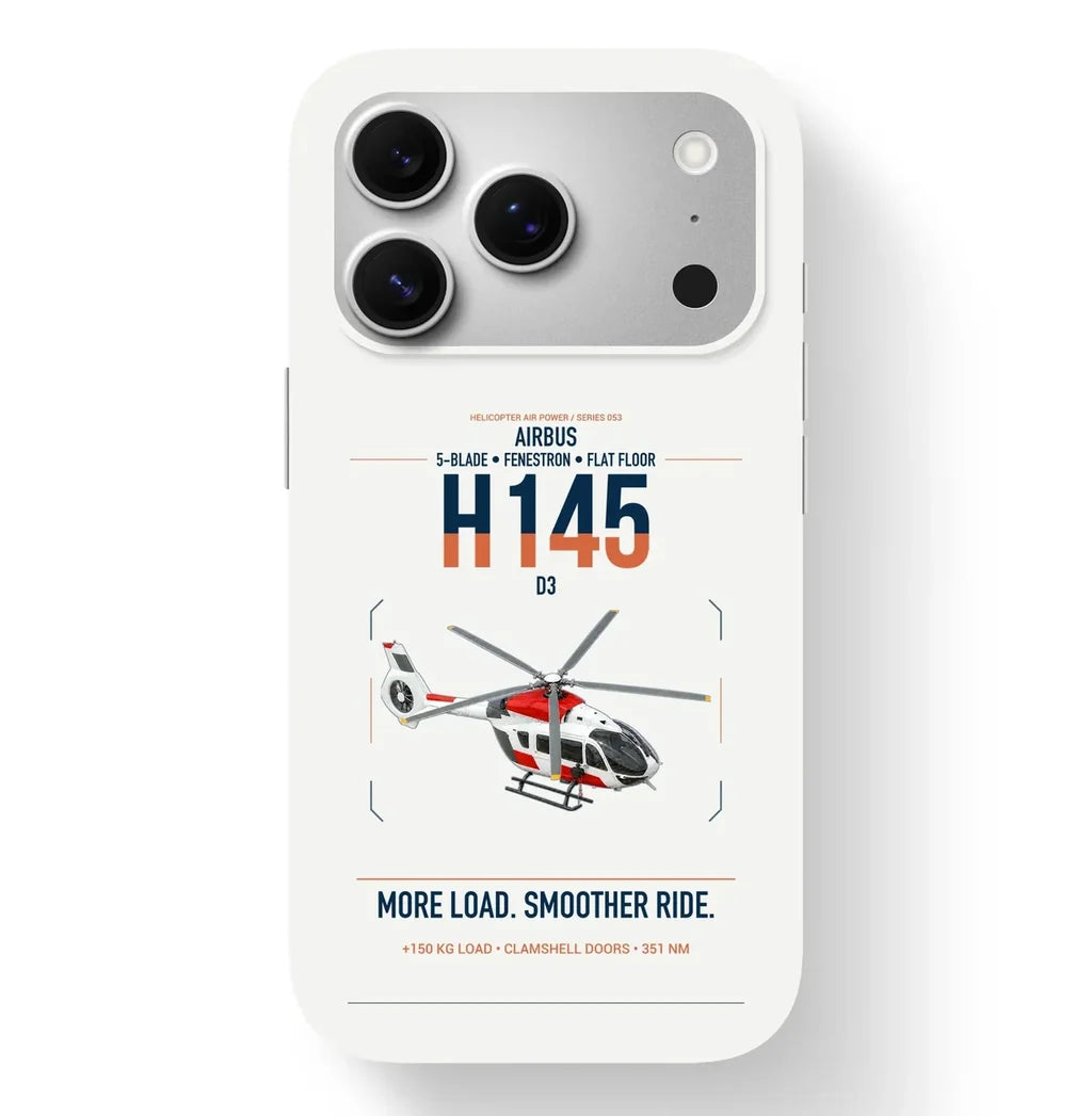 Airbus H145 D3 design on white magsafe iphone case, for iPhone 17 Pro