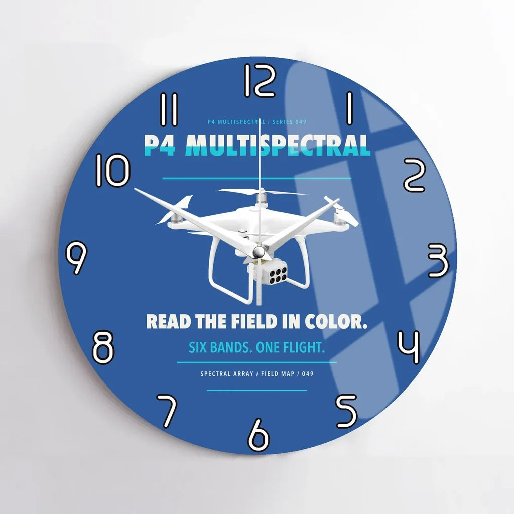 DJI P4 Multispectral design on blue no frame wall clock