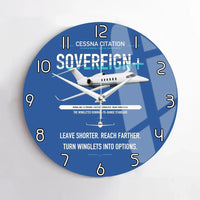 Thumbnail for Cessna Citation Sovereign+ design on blue no frame wall clock