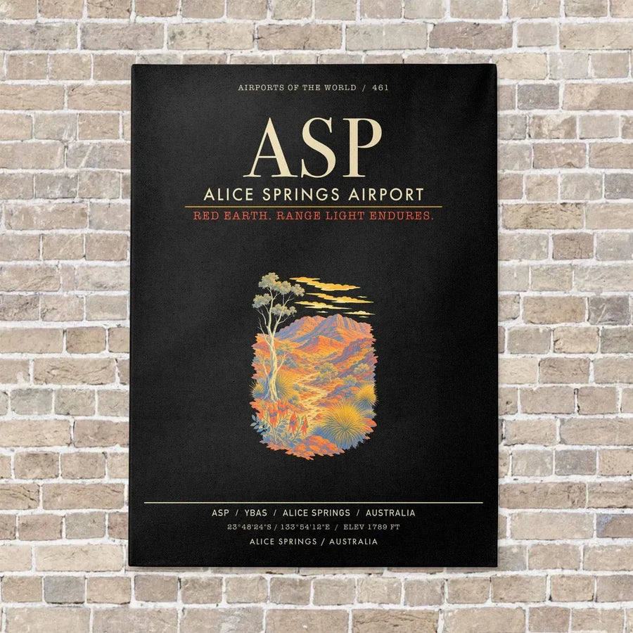 Alice Springs Airport ASP - Canvas Framed - Black