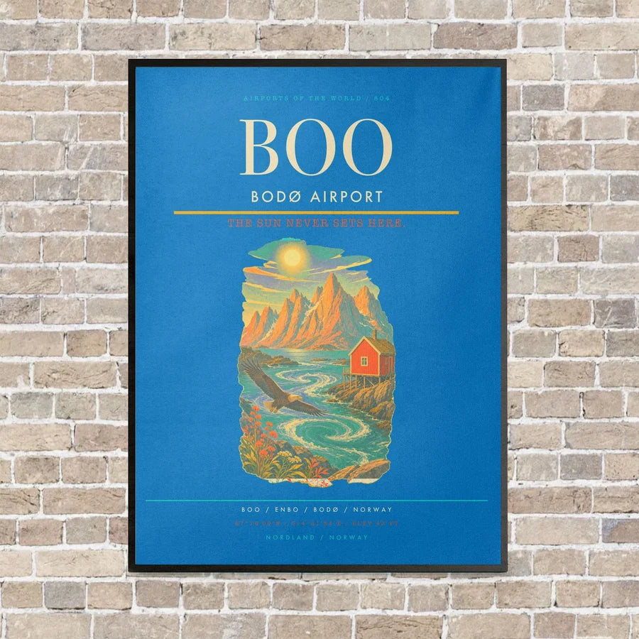 Bodø Airport BOO - Canvas Framed - Turquoise