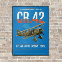 Thumbnail for Fiat CR.42 Falco vertical canvas print - framed - turquoise background