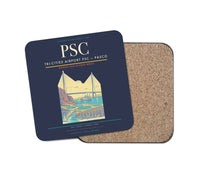Thumbnail for Tri-Cities Airport (PSC) design on navy blue 1 piece coaster