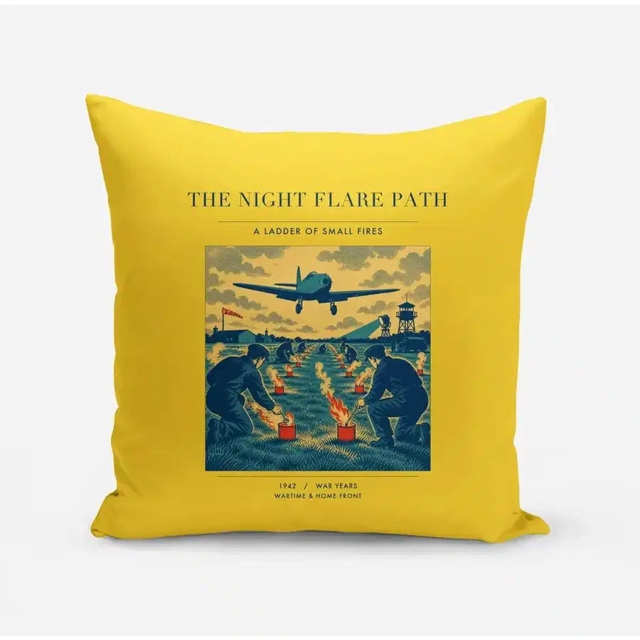 VINTAGE G4525 - The Night Flare Path - Designed Pillows design on yellow