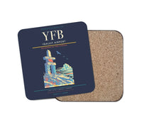 Thumbnail for Iqaluit Airport (YFB) design on navy blue 1 piece coaster