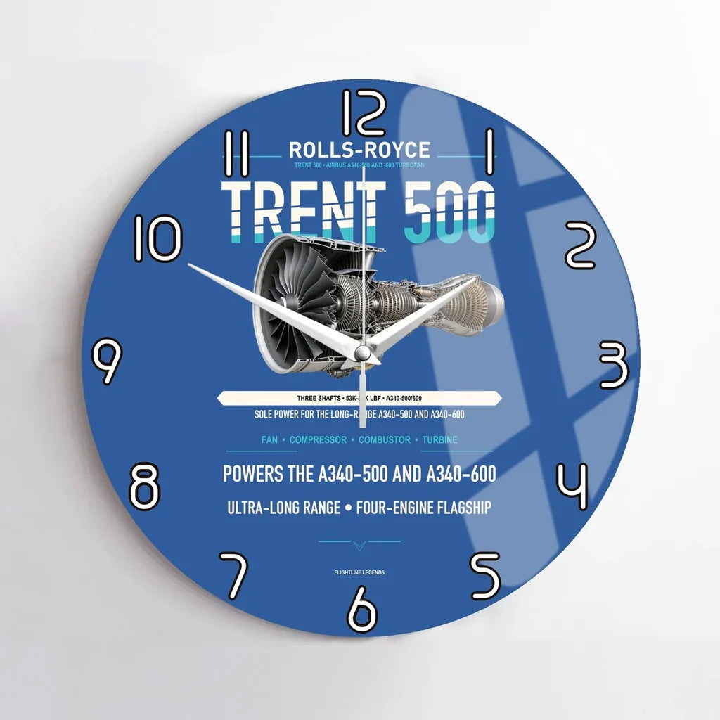 TRENT 500 design on blue no frame wall clock