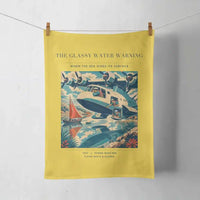 Thumbnail for VINTAGE G4280 - The Glassy Water Warning - Designed Towels design on yellow