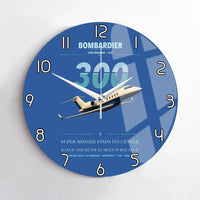 Thumbnail for Bombardier Challenger 300 design on blue no frame wall clock