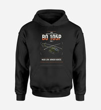 Thumbnail for MBB BO 105P PAH-1 design on black double-side hoodie, single-side print