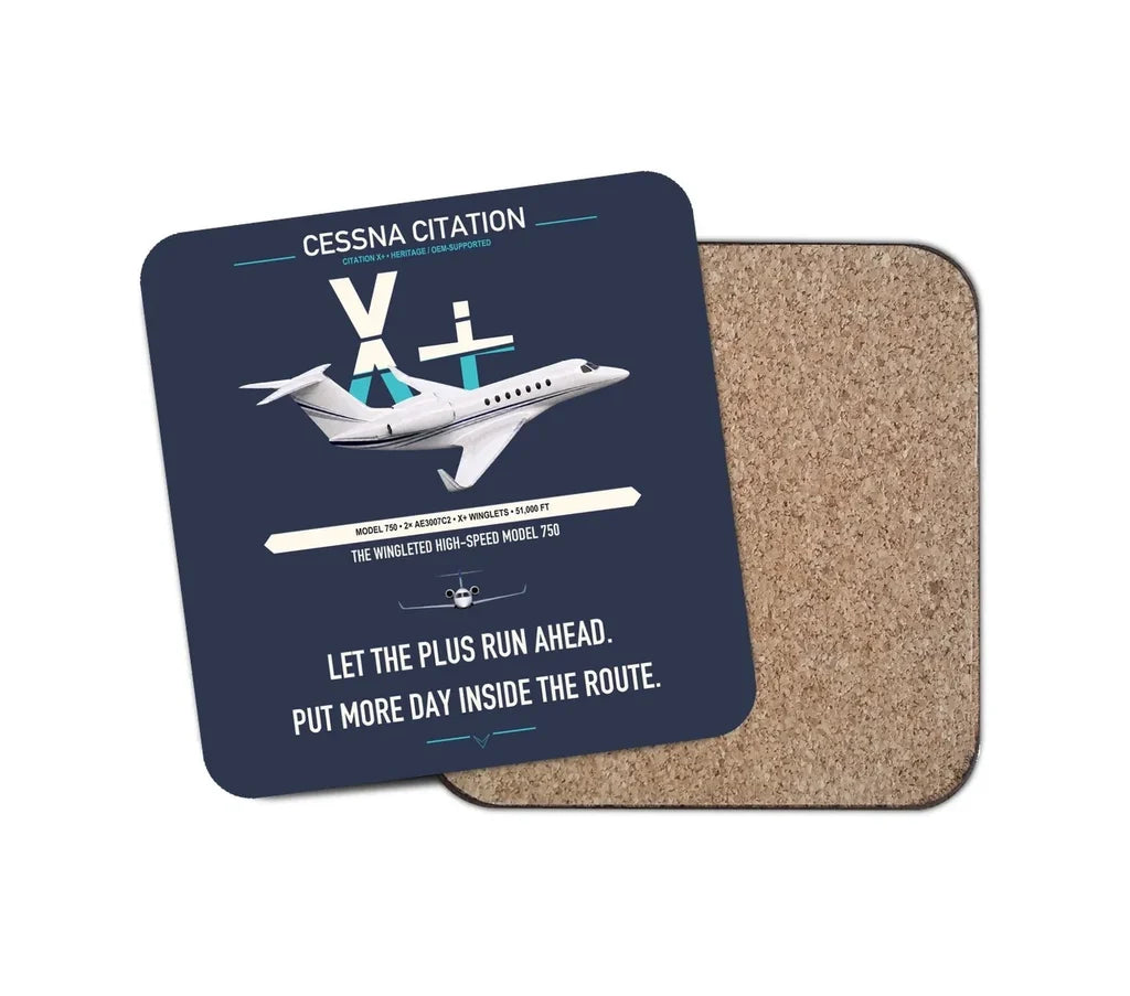 Cessna Citation X+ design on navy blue 1 piece coaster