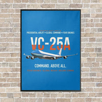 Thumbnail for VC-25A Air Force One Presidential Airlift vertical canvas print - framed - turquoise background