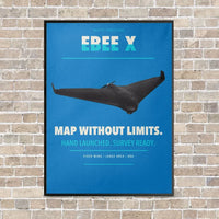 Thumbnail for AgEagle eBee X vertical canvas print - framed - turquoise background