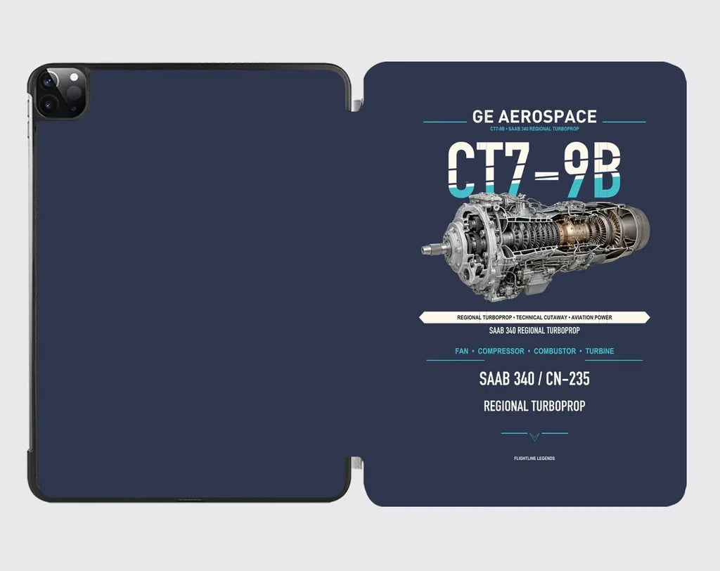 CT7-9B design on navy blue ipad tablet case
