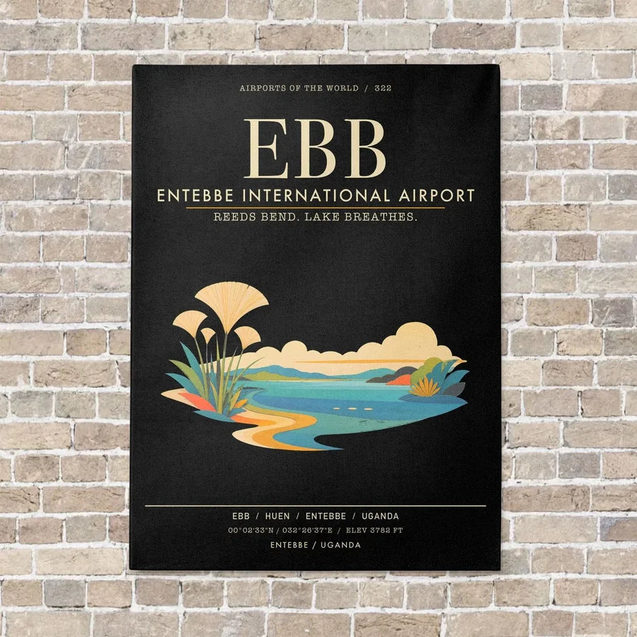 Entebbe International Airport EBB - Canvas Framed - Black