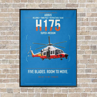 Thumbnail for Airbus H175 vertical canvas print - framed - turquoise background