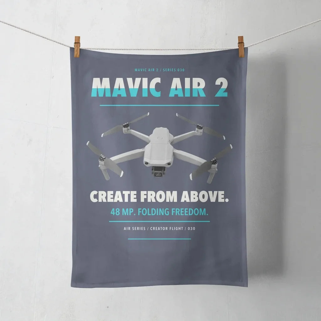 DJI Mavic Air 2 design on navy blue towel