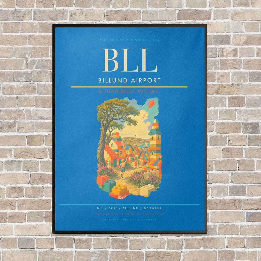 Billund Airport BLL - Canvas Framed - Turquoise