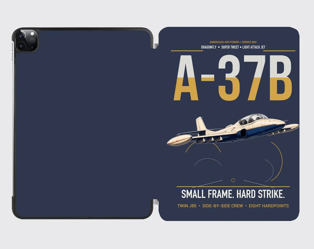 A-37B Dragonfly design on navy blue ipad tablet case