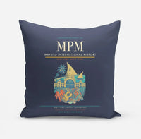 Thumbnail for Maputo International Airport (MPM) design on navy blue pillow