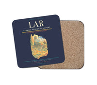 Thumbnail for Laramie Regional Airport (LAR) design on navy blue 1 piece coaster