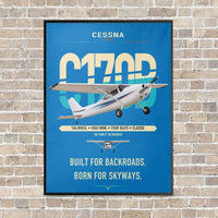Thumbnail for Cessna 170B vertical canvas print - framed - turquoise background