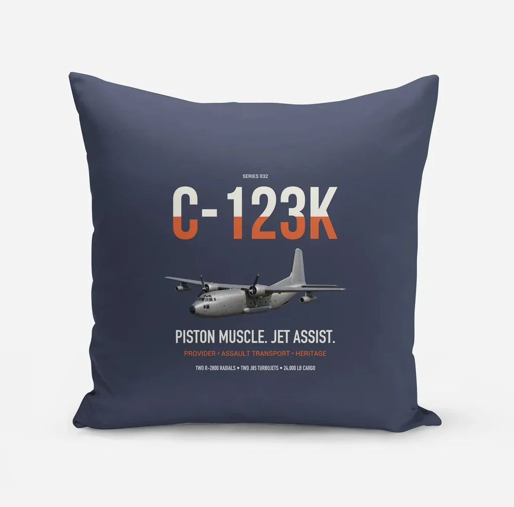 C-123K Provider design on navy blue pillow