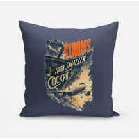 Thumbnail for Storms Look Smaller From The Cockpit design on navy blue pillow