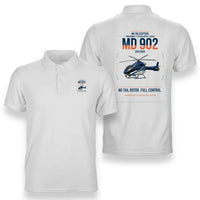 Thumbnail for MD Helicopters MD 902 Explorer design on white double-side polo t-shirt, double-side print
