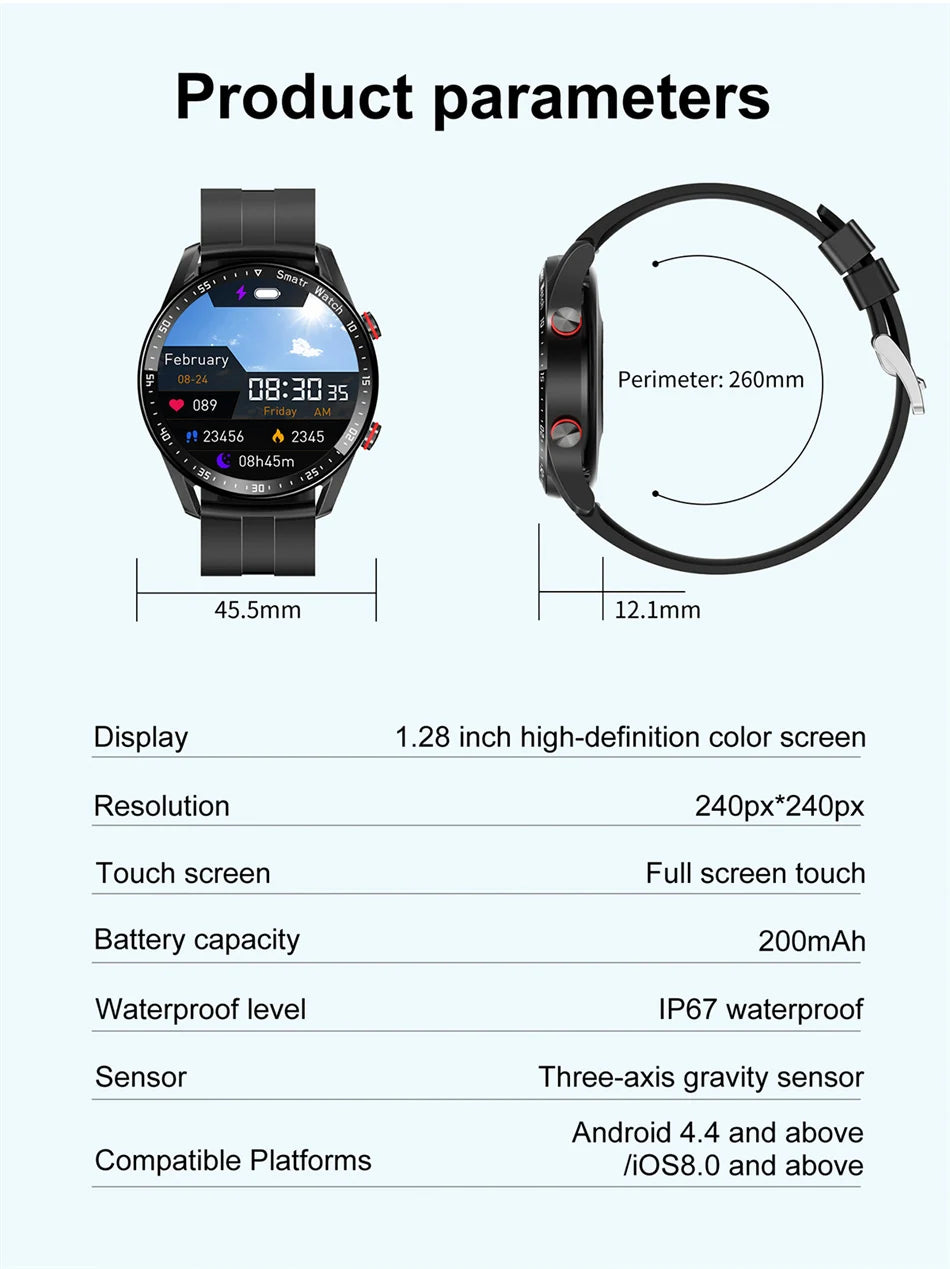 HW20 Smart Watch with ECG + PPG: 1.46" Large Screen Business Stainless Steel Strap & Call Function