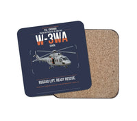 Thumbnail for PZL-Świdnik W-3WA Sokół design on navy blue 1 piece coaster