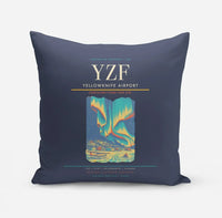 Thumbnail for Yellowknife Airport (YZF) design on navy blue pillow