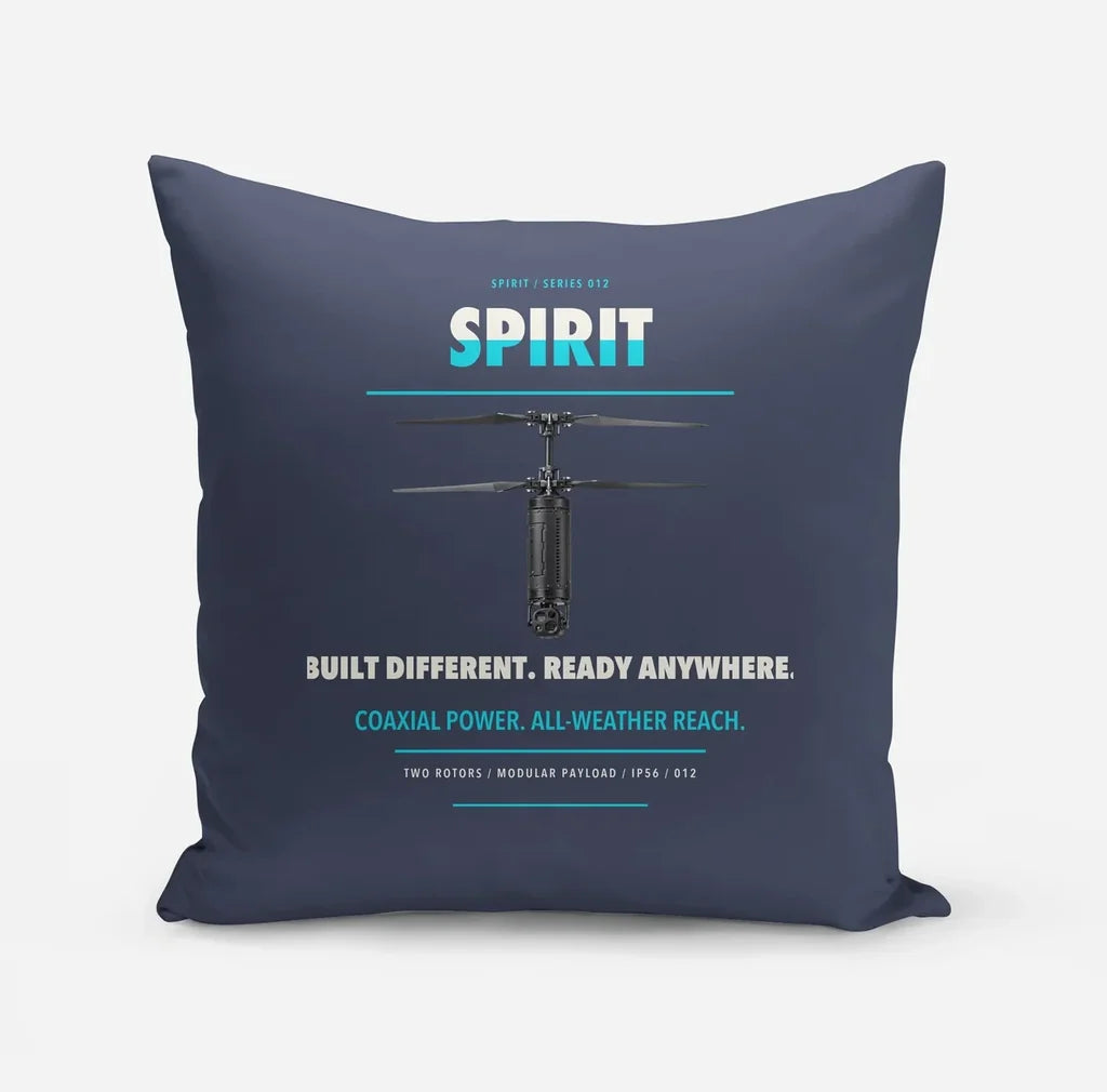 Ascent AeroSystems Spirit design on navy blue pillow
