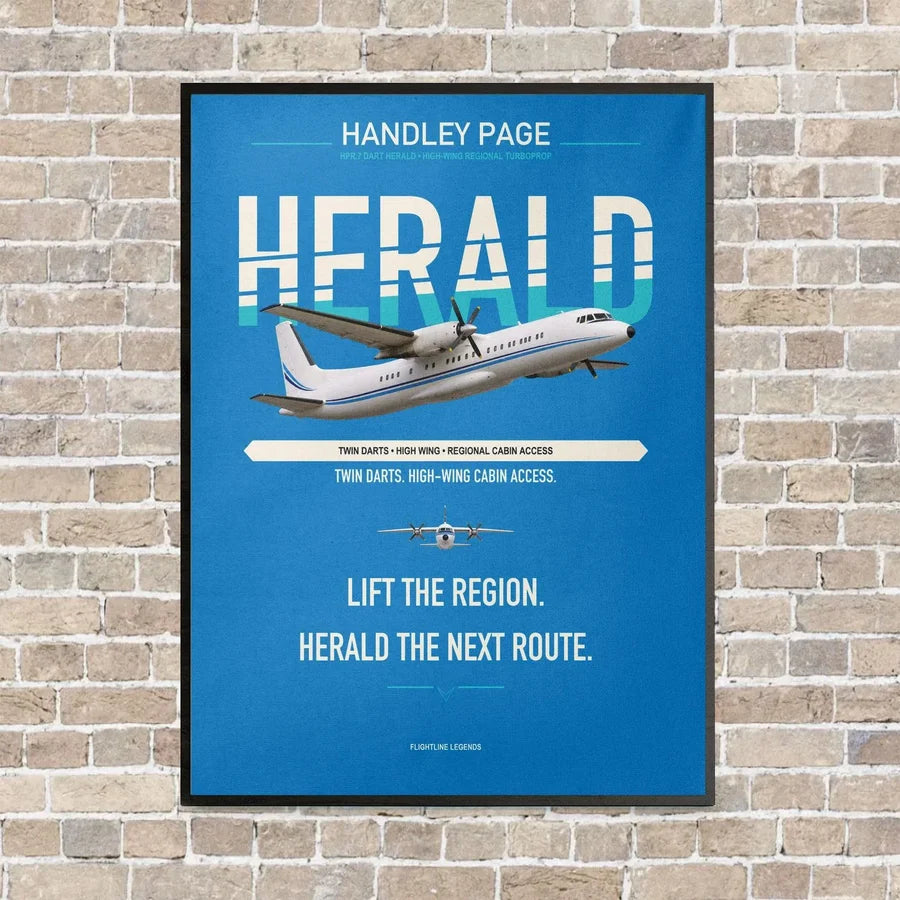 Handley Page HPR.7 Dart Herald vertical canvas print - framed - turquoise background
