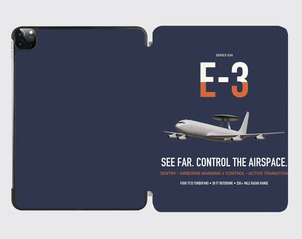 E-3 Sentry AWACS design on navy blue ipad tablet case
