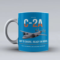 Thumbnail for C-2A Greyhound design on turquoise ceramic mug, double-side print