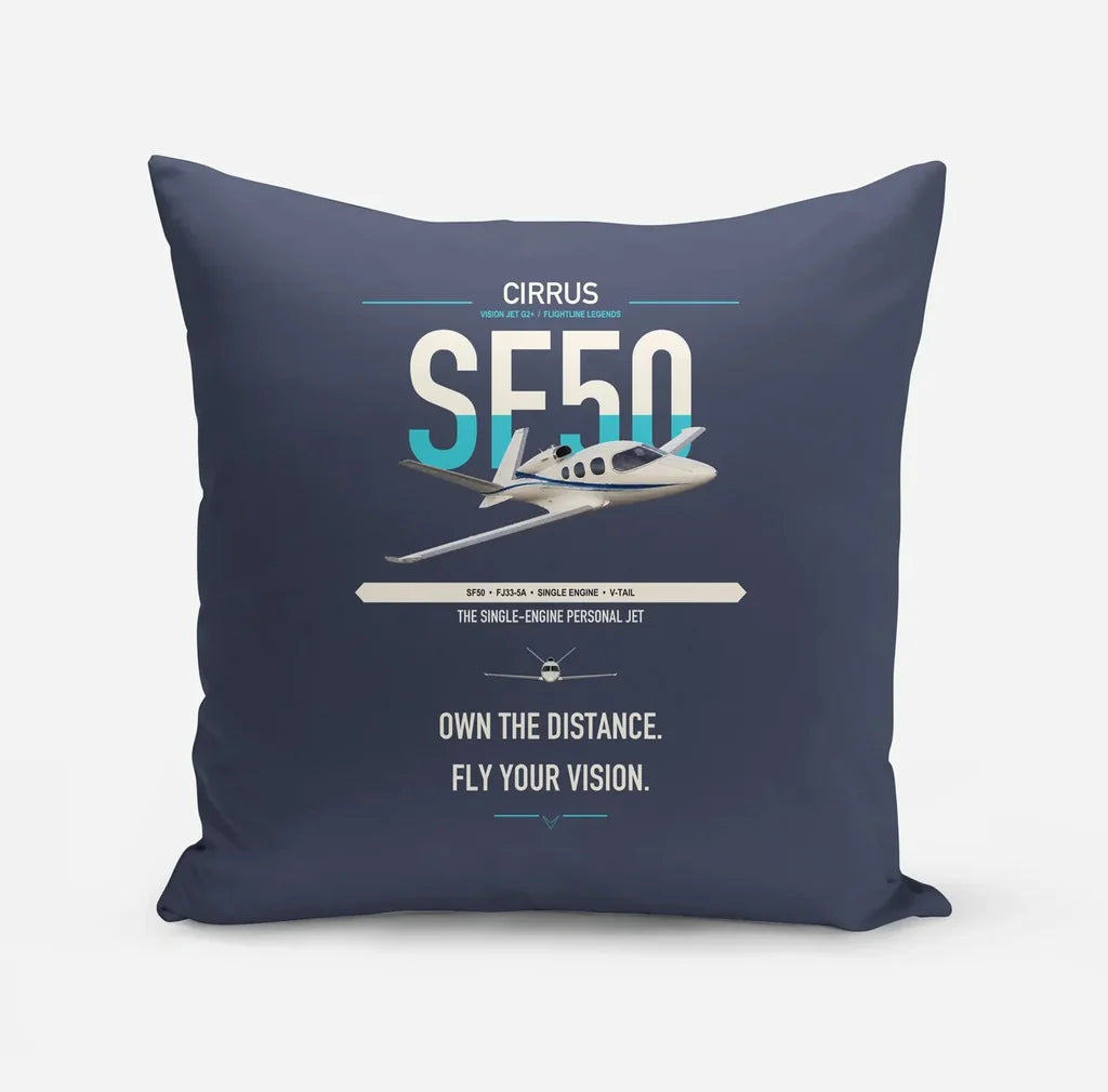 Cirrus Vision Jet G2+ design on navy blue pillow