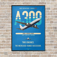 Thumbnail for Airbus A300B4 vertical canvas print - framed - turquoise background