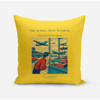Thumbnail for VINTAGE G4381 - The Model Shop Window - Designed Pillows design on yellow
