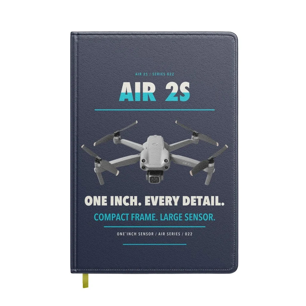 DJI Air 2S design on navy blue notebook